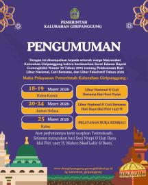 PENGUMUMAN LIBUR PELAYANAN HARI SUCI NYEPI DAN HARI RAYA IDUL FITRI 1447 H